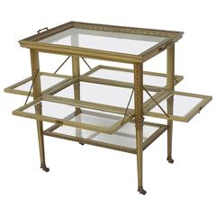 Antique Italian Drinks Cart or Fold-Down Tea Table with Removable Tray Top