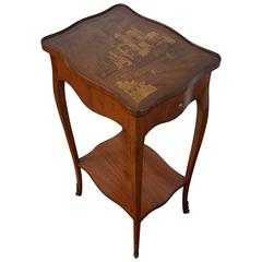 Early 1900s Mahogany and Kingwood Louis 16 Style End Table with Marquetry Inlay
