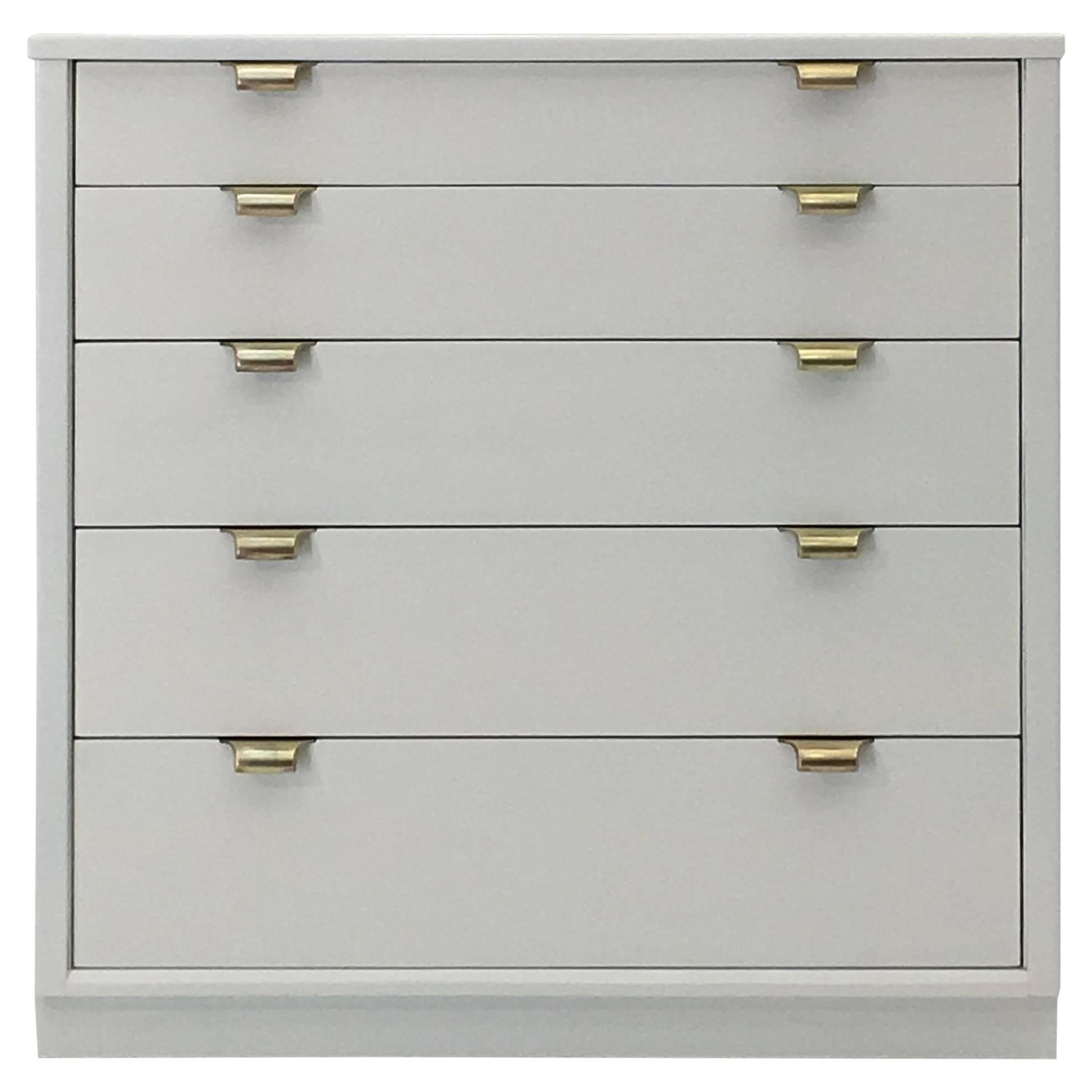 Off-White Linen Lacquered Chest by Edward Wormley