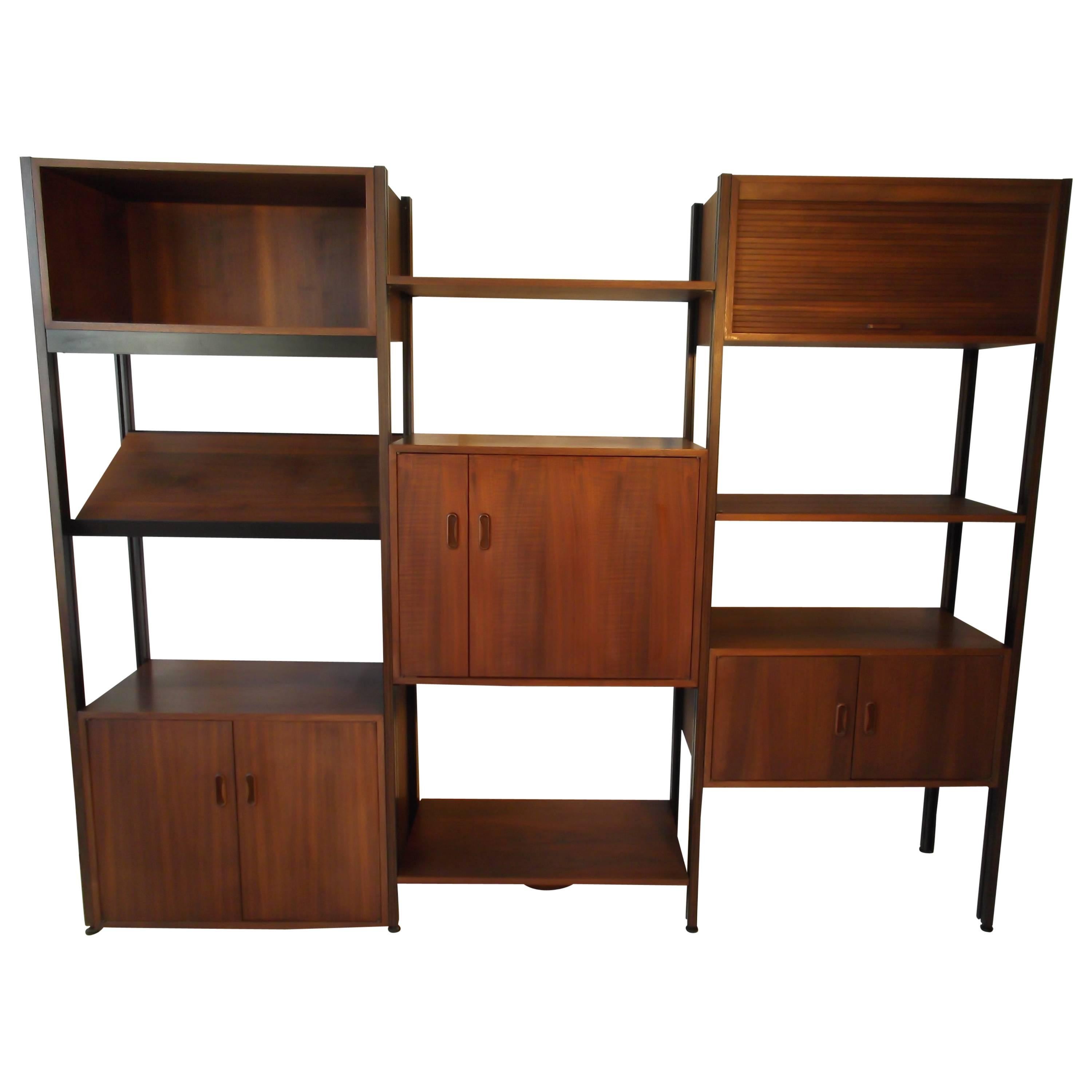 Fantastic Walnut George Nelson Omni Storage Wall Unit CSS