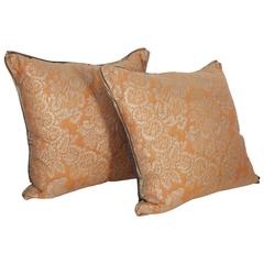 A Pair of Fortuny Fabric Cushions in the Solimena Pattern