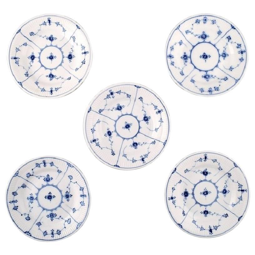 Rare and Antique Royal Copenhagen Blue Fluted, Five Plates