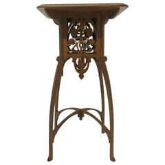 Vintage Art Nouveau Oak Side Table in the Style of Gustave Serrurier-Bovy