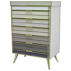 1980s Italian Modern Small Chest in Graduated Colors Ivory White to Dark Grey 1980s Italian Modern Small Chest in Graduated Colors Ivory White to Dark Grey
