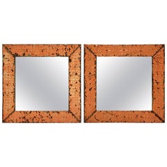 A Pair Of Antique Copper Ceiling Tile Framed Mirrors-New York City