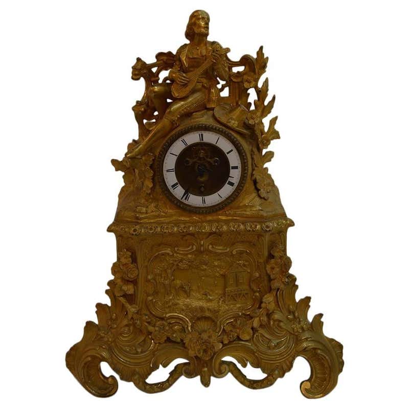 Large French 19th Century Gilt Bronze Wall Clock with Religious ...