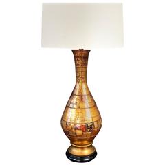 Monumental Marbro Ceramic Table Lamp with Gold Crackle Glaze 11