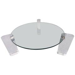Magnificent Round Karl Springer Chunky Lucite Coffee Table, circa 1970s