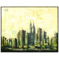 Mid-Century Modern Lee Reynolds Cityscape Painting