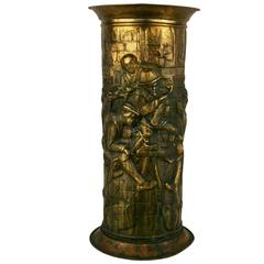 English Brass Embossed Umbrella Stand 9