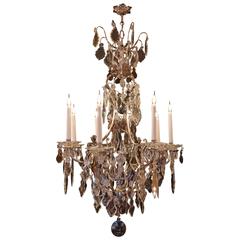 French Mid-20 Century, Louis XV Style, Silverplate and Boheme Crystal Chandelier