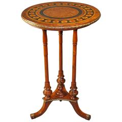 Antique Walnut and Marquetry Round Occasional or End Table