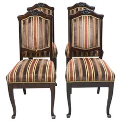 Antique Set of Four Danish Early Art Deco Dining Chairs in Mahogany, circa 1915-1920