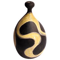 1960s Italian Black and Yellow Ceramic Table Lamp by Marcello Fantoni 4