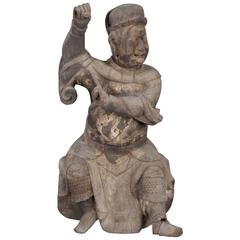 Rare Ancient Sculpture of Martial Art Warrior, 17th Century