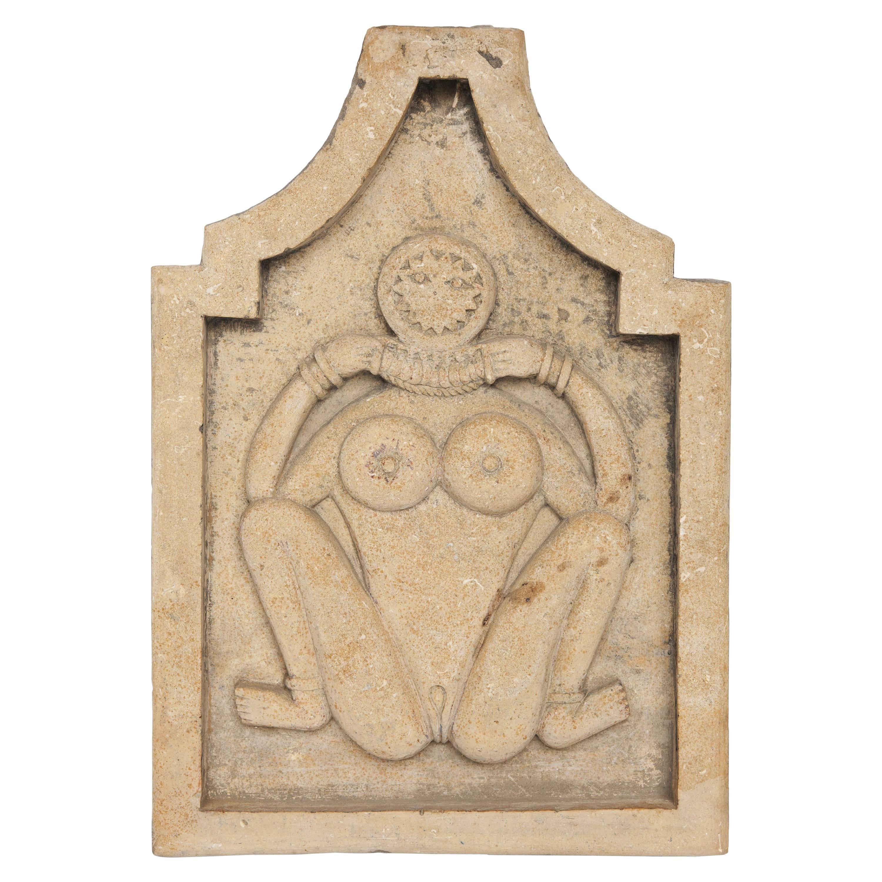 Bass-Relief of Lajja Gauri, Indian Goddess of Fertility, 17th Century For Sale