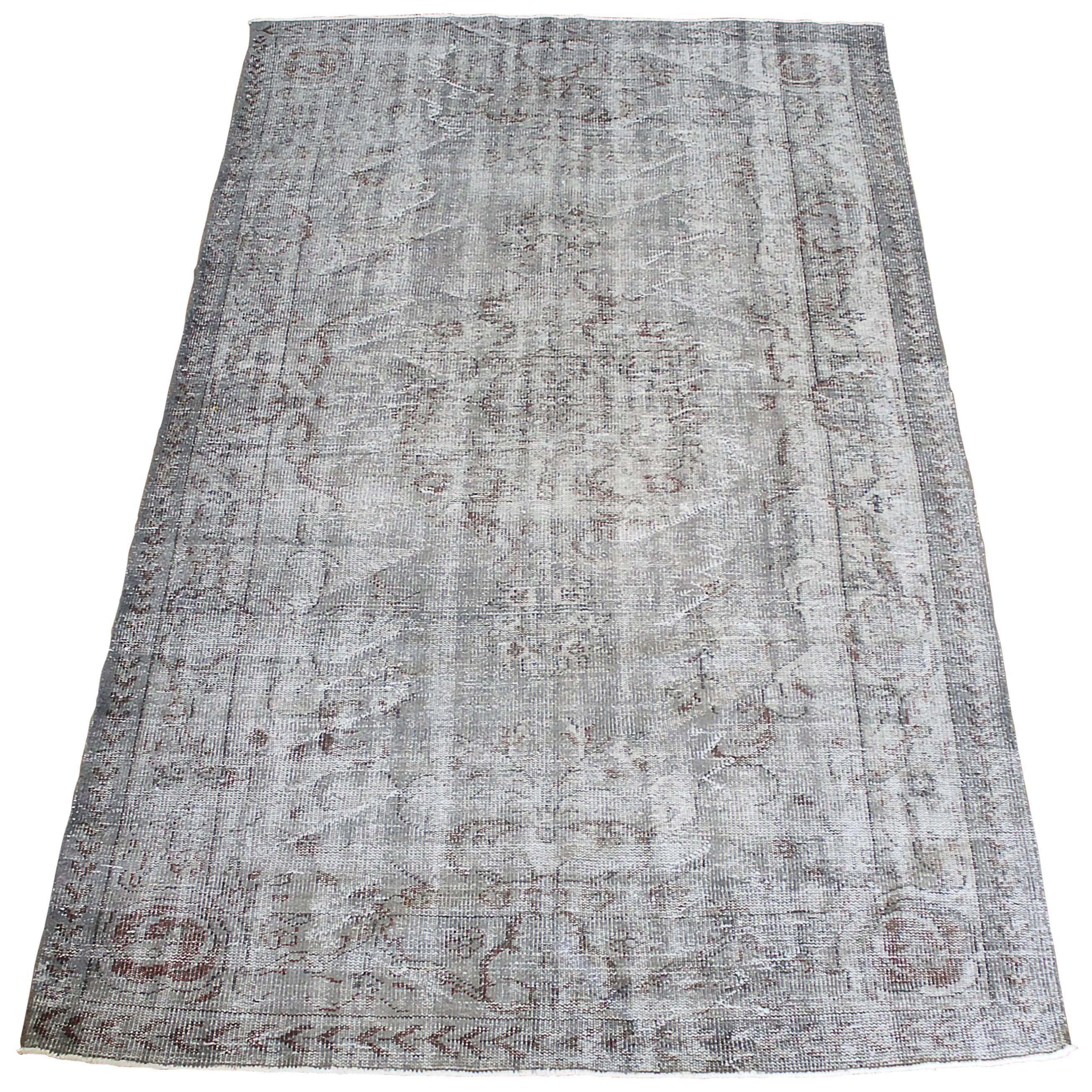 Vintage Turkish Hand Knotted Wool Rug For Sale