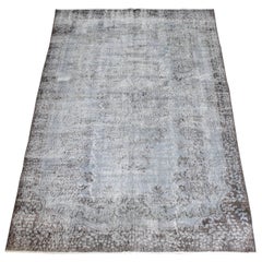faded vintage rugs Vintage Hand-Knotted Turkish Wool Rug in Faded Indigo