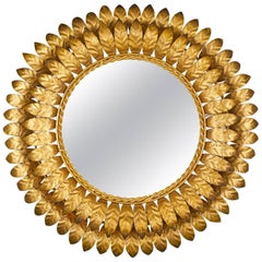 Vintage French Sunburst Mirror with Back Light