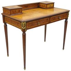 Antique French Louis XVI Style Inlaid and Bronze Ormolu Ladies Writing Desk
