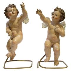 Two Early 18th Century Neapolitan Polychrome Terracotta Angels
