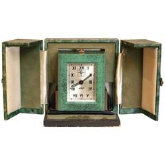 Antique Art Deco Travelling Alarm Clock and Case