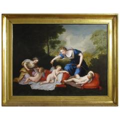 Italian Oil on Canvas Painting Depicting "Diana and Cupids"