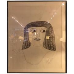 Ink Portrait by Outsider Artist Lee Godie 12