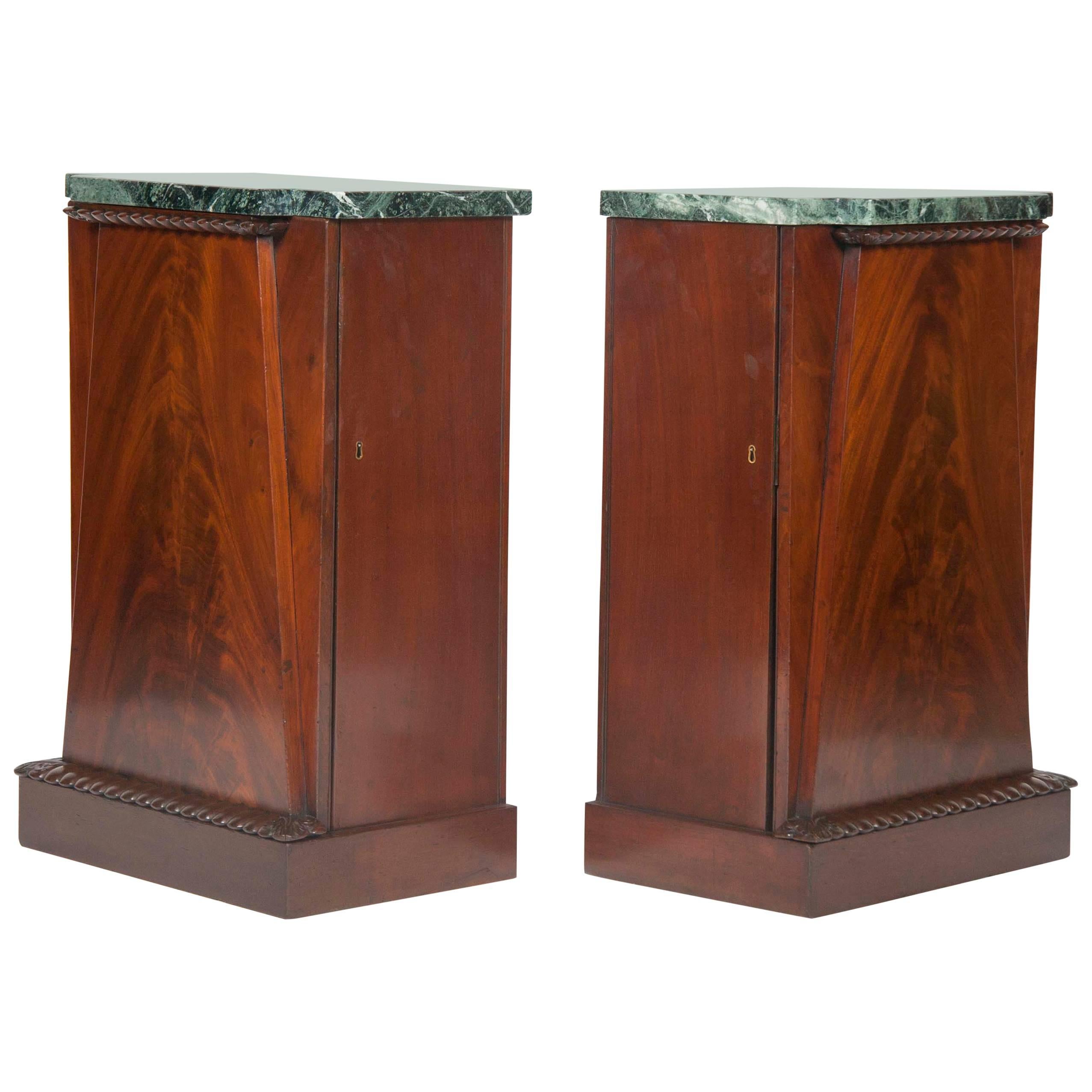 Pair of American Empire Mahogany Veneer Side Cabinets
