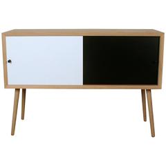 Danish Soaped Oak Sideboard with Black and White Doors