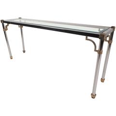 Mid-Century Modern Chrome and Brass Console Table in the Style of Maison Jansen 12