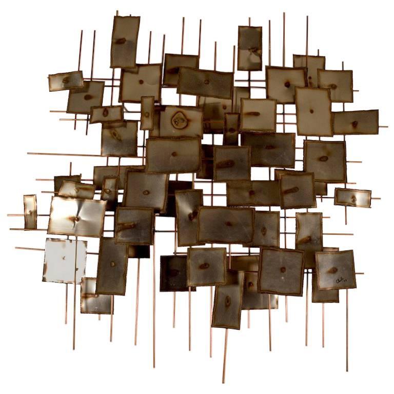 Large Brutalist Wall Hanging Sculpture Dated 1973