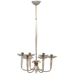 Glamorous Brass and Glass Chandelier Attributed to Venini 7