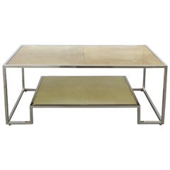 Mid-Century Modern Chrome and Parchment Cocktail Table