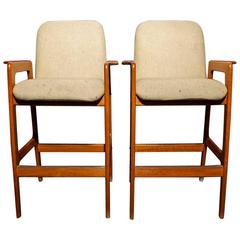 Pair of Benny Linden Mid-Century Teak Barstools