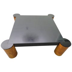 Karl Springer Style Burled Olive Wood Lacquer Coffee Cocktail Table Mid-Century