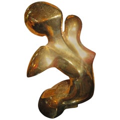 Superbe grande sculpture abstraite en céramique Jaru d'une femme nue en or