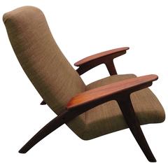 Used Fantastic Danish Modern Paddle Arm Teak Lounge Chair Mid-Century