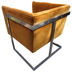 Petite Milo Baughman Chrome Cube Lounge Chair, Mid-Century Modern
