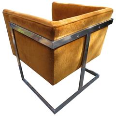 Petite Milo Baughman Chrome Cube Lounge Chair, Mid-Century Modern