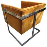 Petite chaise longue cubique chromée de Milo Baughman, mi-siècle moderne
