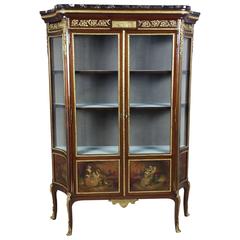 19th Century French Vernis Martin Two-Door Mahogany Display Cabinet