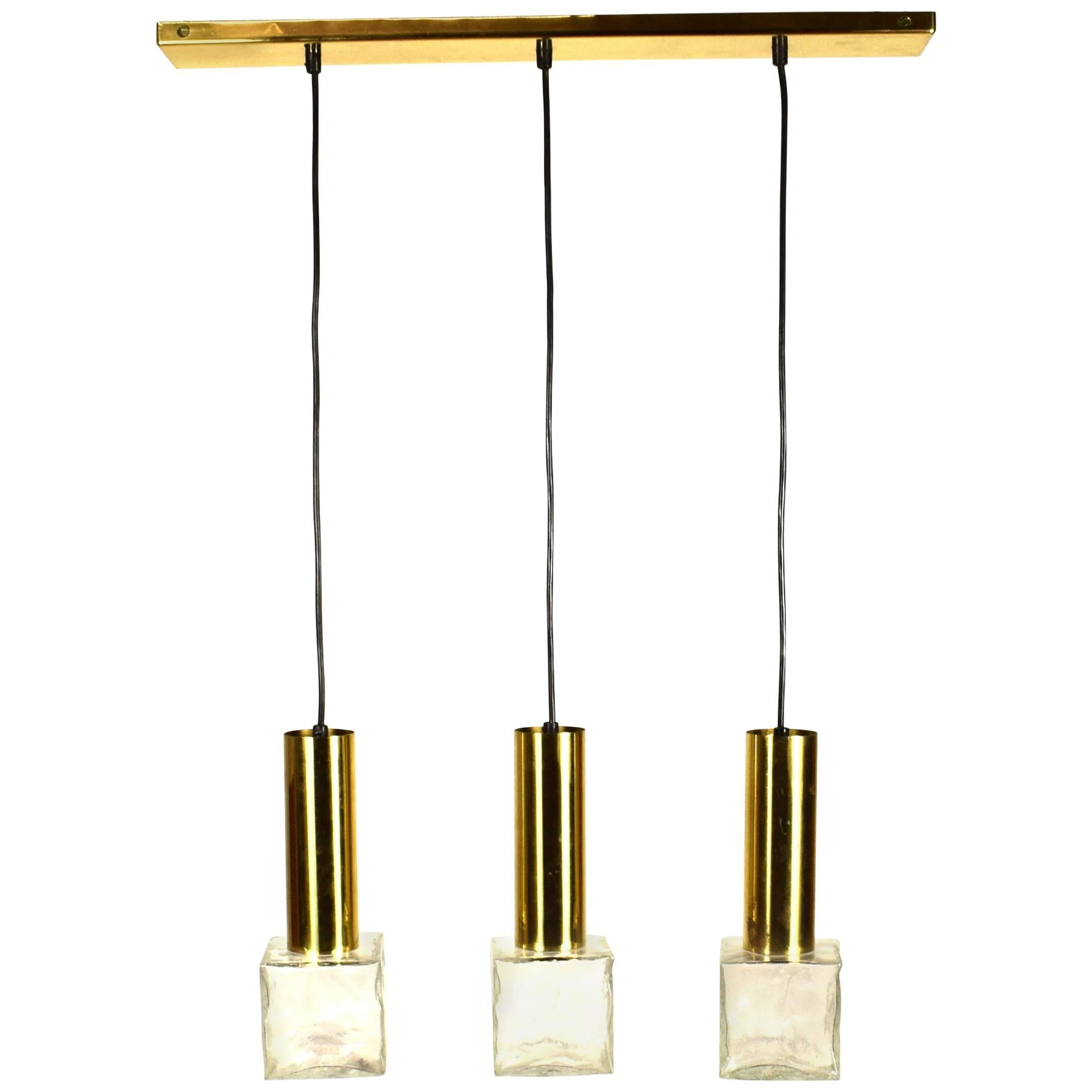 Kalmar Cast Glass Pendant Lamp For Sale