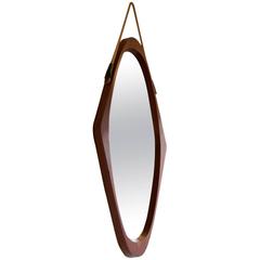 Oval Teak Wall Mirror, Italy