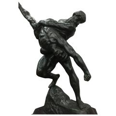 Bronze 19th Century, Signed Jef Lambeaux, 'the Wrestlers'