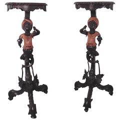 Pair of 19th Century Venetian Carved Blackamoor Torcheres or Wine Tables 9