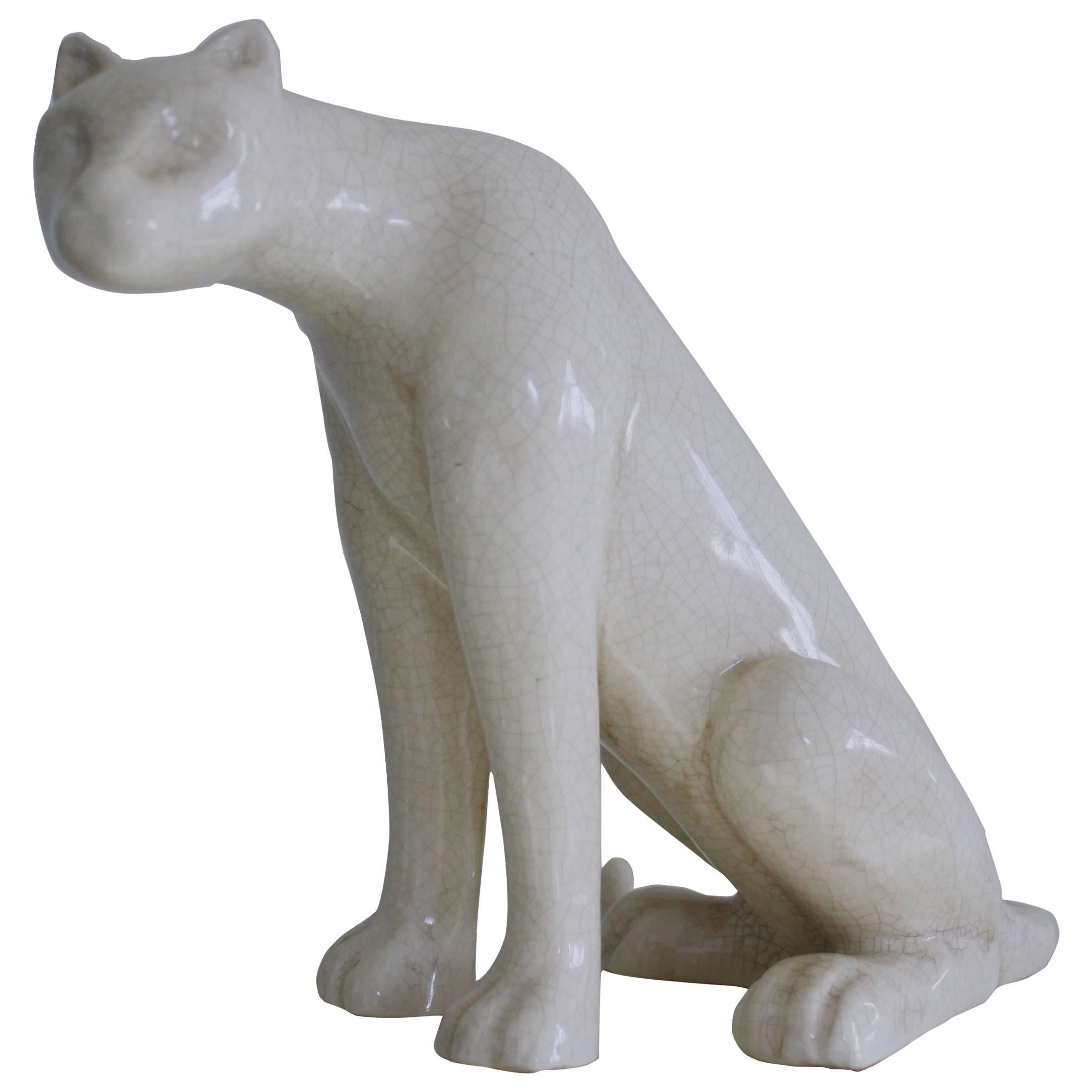Ceramic Panther Figure Art Deco Style For Sale