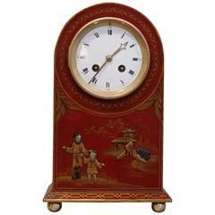 Red Chinoiserie Striking Mantel Clock