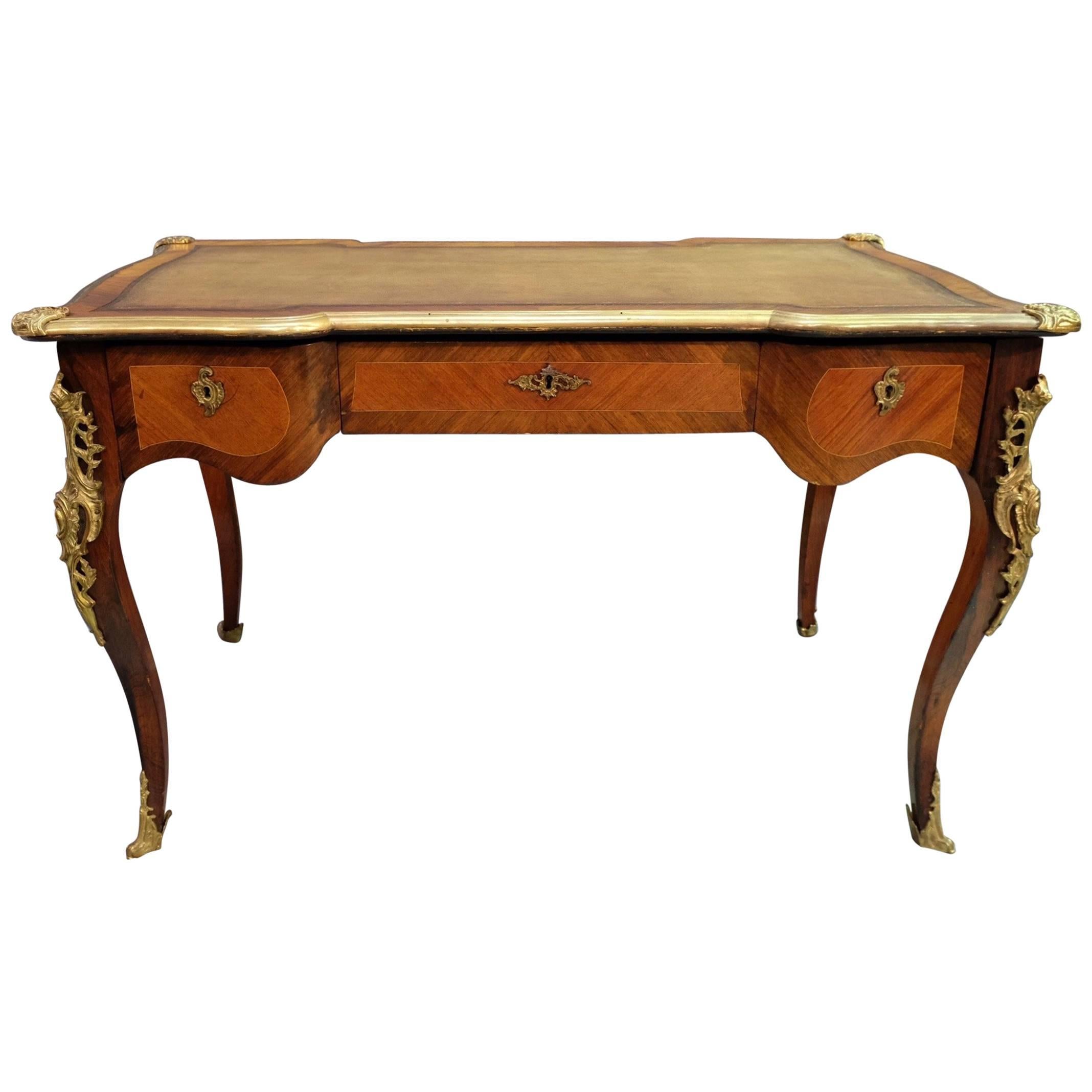 Late 19th Century Louis XV Style Kingwood Bureau Plat For Sale