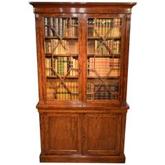Fine Quality Flamed Mahogany William IV Period Antique Two-Door Bookcase